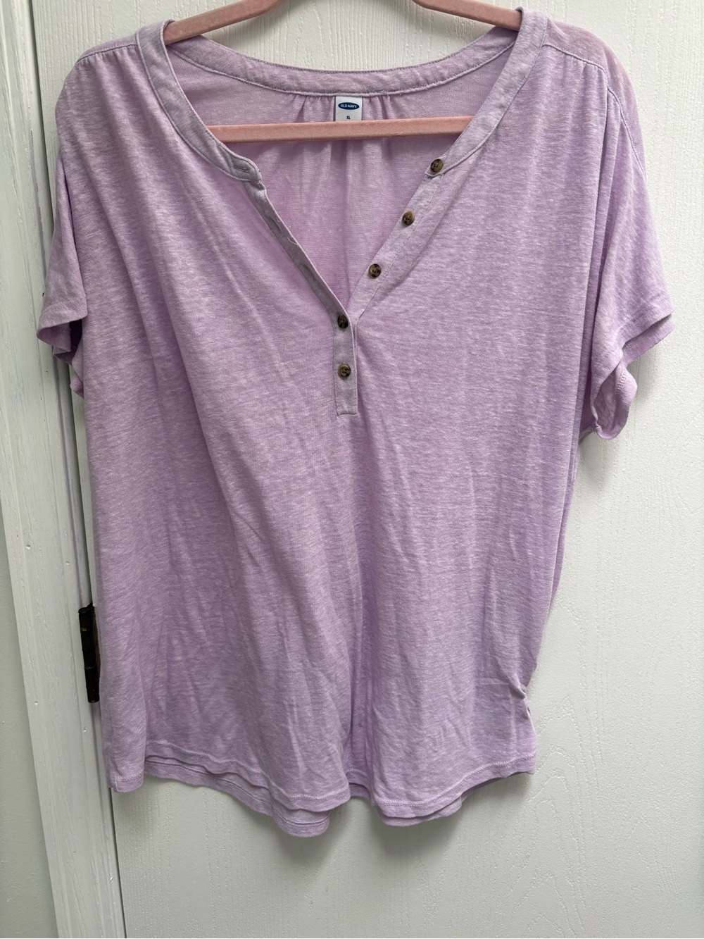 Old Navy Lavender Short-Sleeve Henley Tee